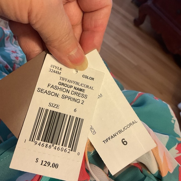 NWT Women's Short Sleeve Ruffle Floral Chiffon Fashion Dress Spring Tiffany - Picture 6 of 14